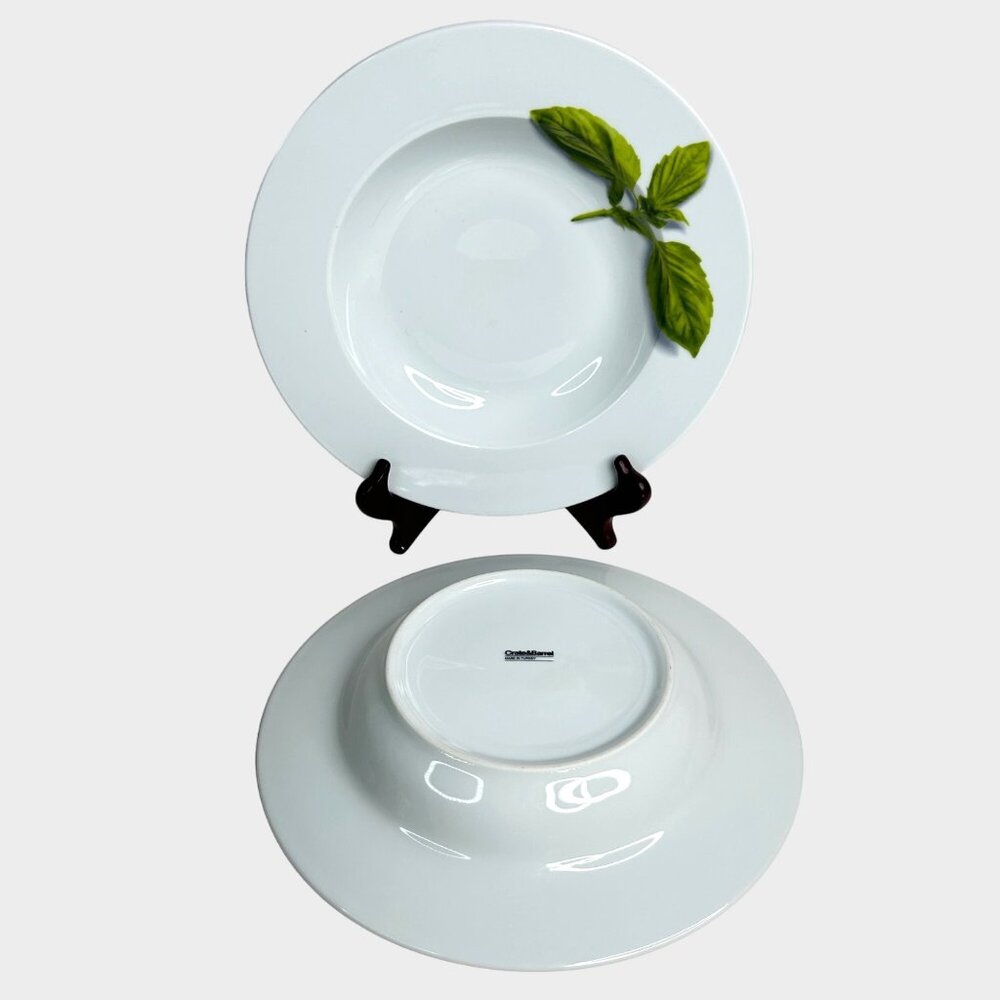 Crate & Barrel Herb Motif Porcelain Dinner Plates Set Of 2 - Picture 4 of 9